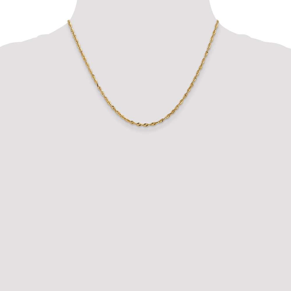 10K Yellow Gold 2.5mm Ultra D.C. Lightweight Rope Chain Size 18