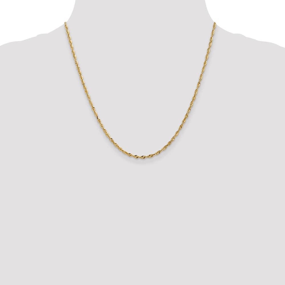 10K Yellow Gold 2.5mm Ultra D.C. Lightweight Rope Chain Size 20