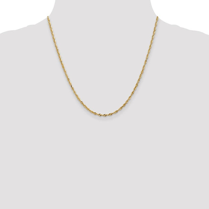10K Yellow Gold 2.5mm Ultra D.C. Lightweight Rope Chain Size 20