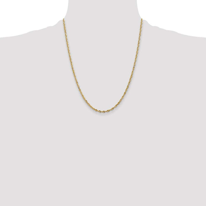 10K Yellow Gold 2.5mm Ultra D.C. Lightweight Rope Chain Size 22