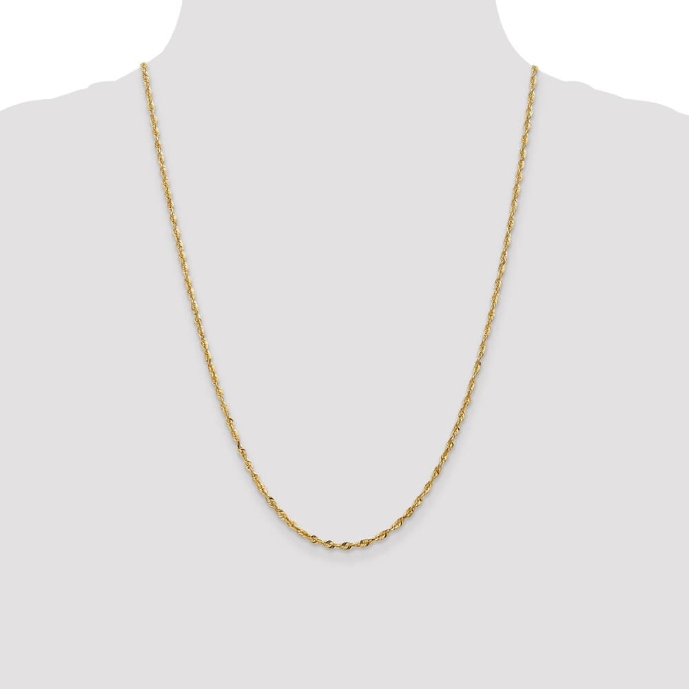 10K Yellow Gold 2.5mm Ultra D.C. Lightweight Rope Chain Size 24