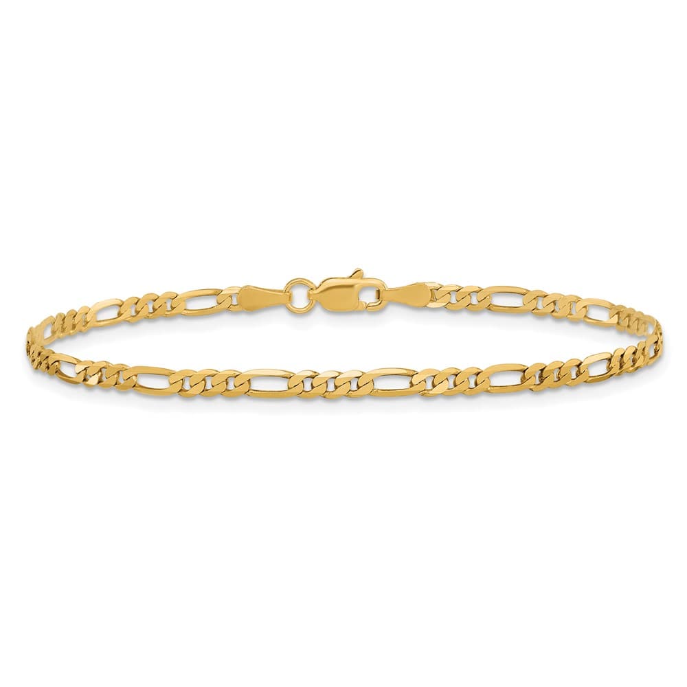 10K Yellow Gold 2.75 mm Flat Figaro Anklet