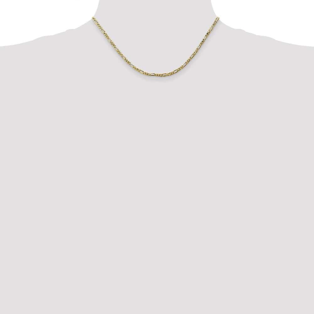 10K Yellow Gold 2.75mm Flat Figaro Chain Size 16