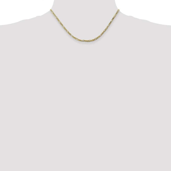 10K Yellow Gold 2.75mm Flat Figaro Chain Size 16