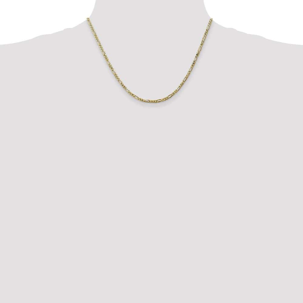 10K Yellow Gold 2.75mm Flat Figaro Chain Size 18