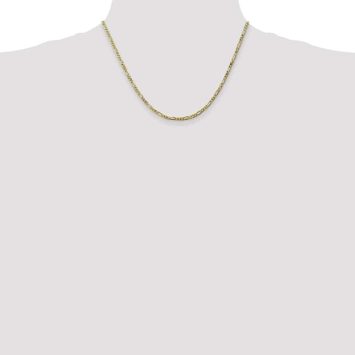 10K Yellow Gold 2.75mm Flat Figaro Chain Size 18