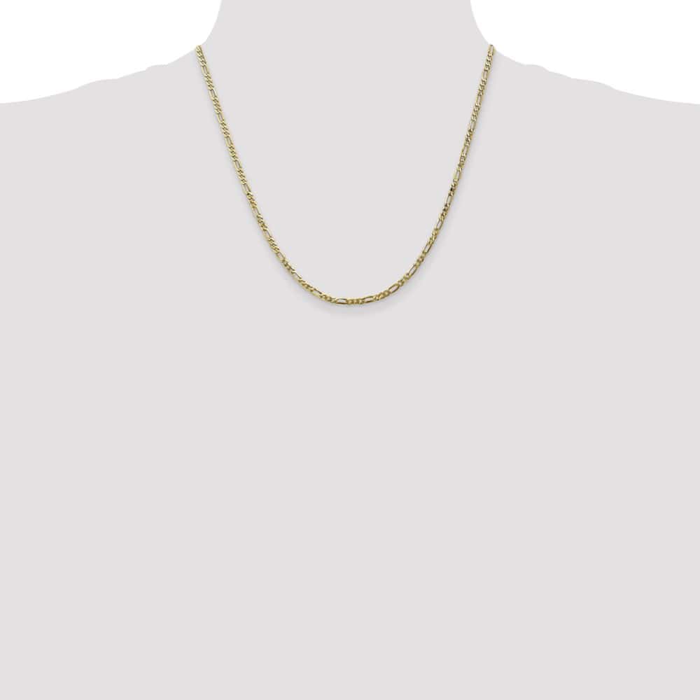 10K Yellow Gold 2.75mm Flat Figaro Chain Size 20