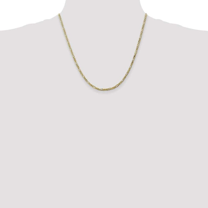10K Yellow Gold 2.75mm Flat Figaro Chain Size 20
