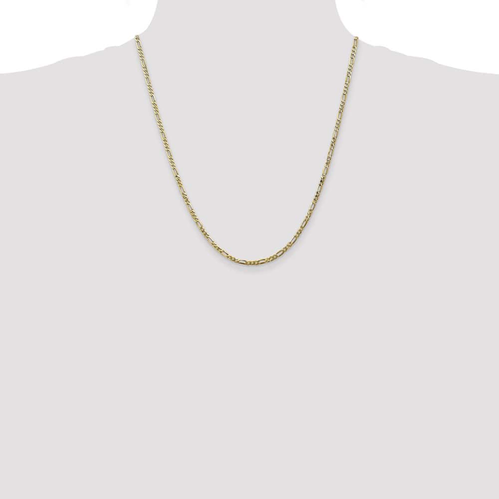 10K Yellow Gold 2.75mm Flat Figaro Chain Size 22