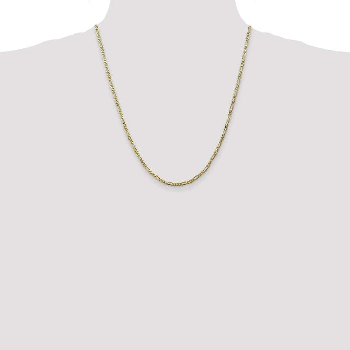 10K Yellow Gold 2.75mm Flat Figaro Chain Size 22