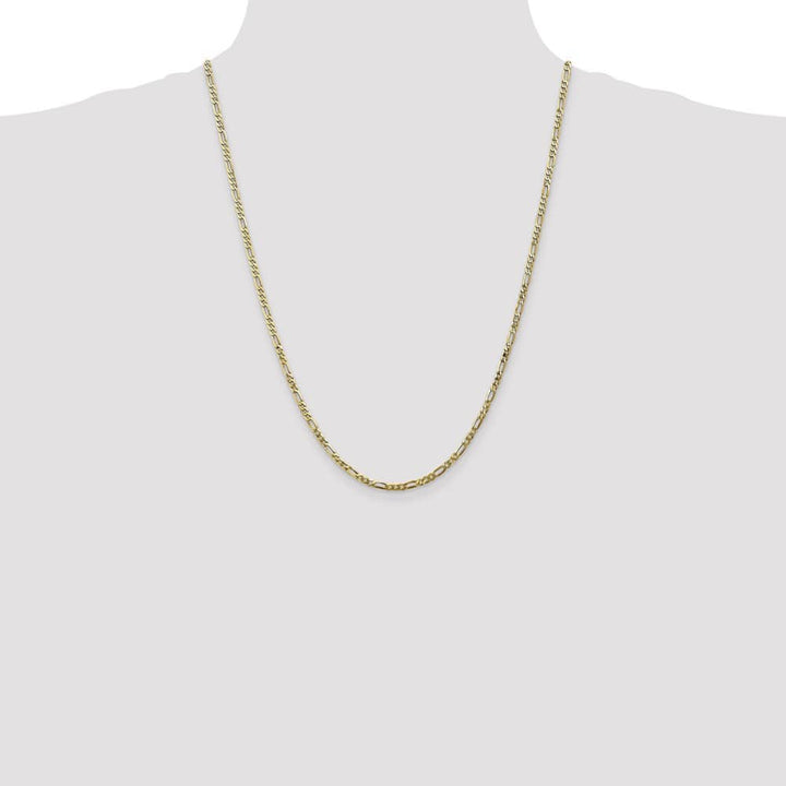 10K Yellow Gold 2.75mm Flat Figaro Chain Size 24