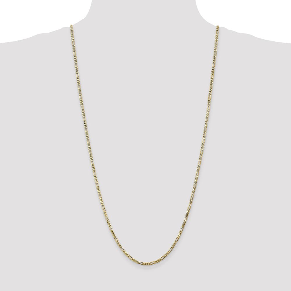 10K Yellow Gold 2.75mm Flat Figaro Chain Size 30