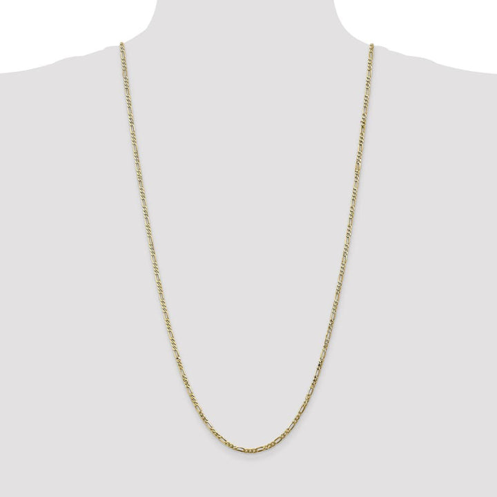 10K Yellow Gold 2.75mm Flat Figaro Chain Size 30
