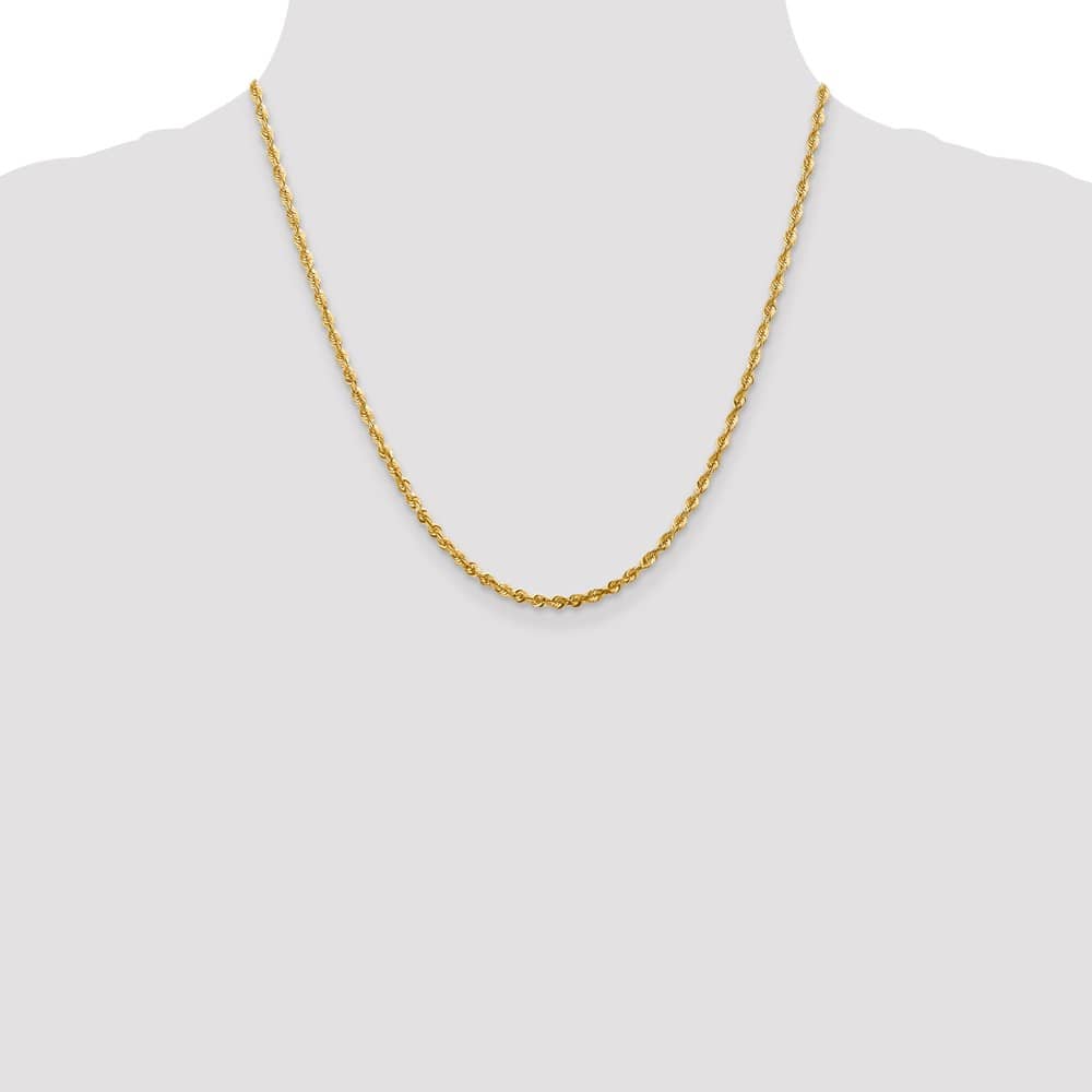 10K Yellow Gold 2.75mm Ultra D.C. Lightweight Rope Chain Size 20
