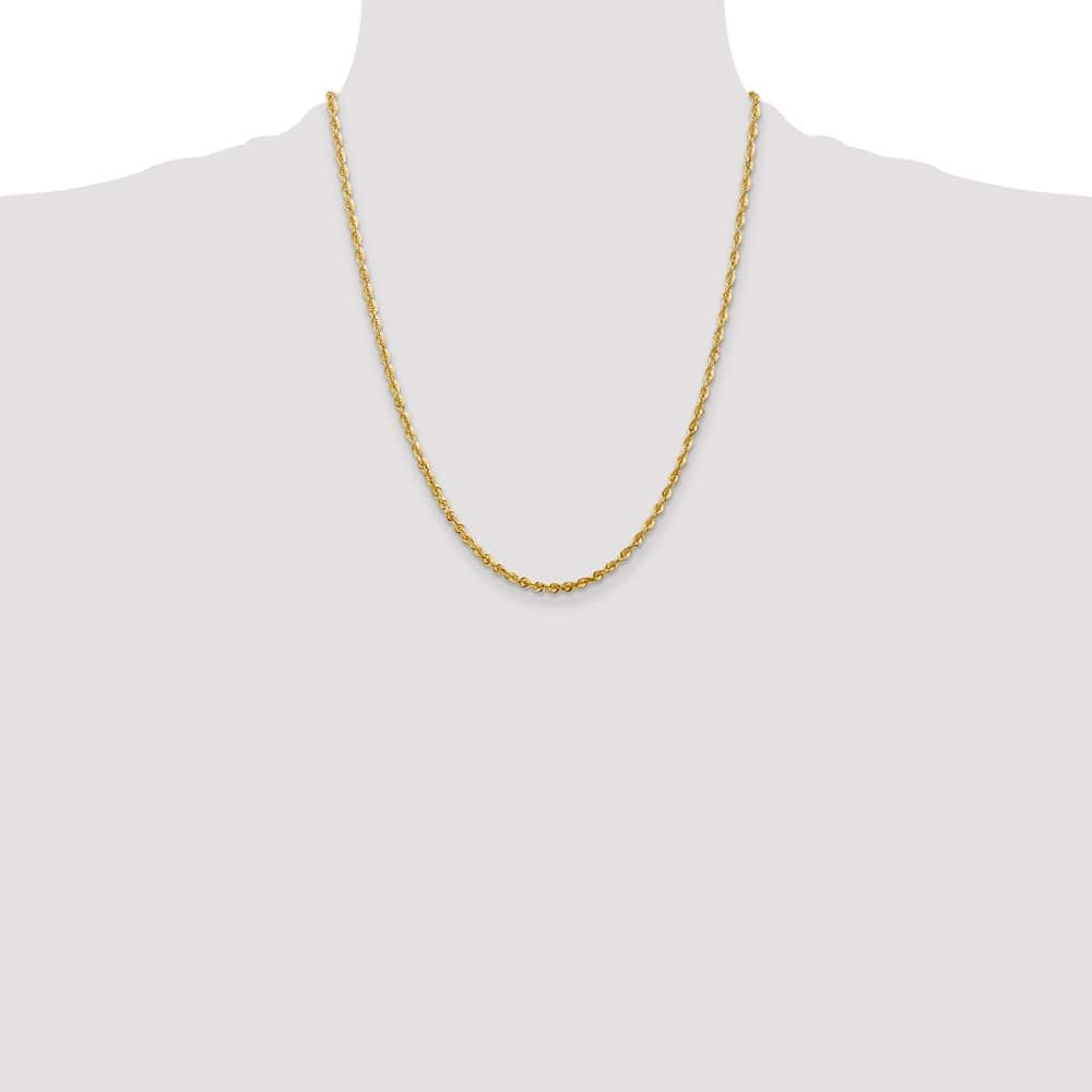 10K Yellow Gold 2.75mm Ultra D.C. Lightweight Rope Chain Size 22