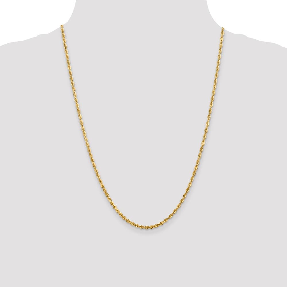10K Yellow Gold 2.75mm Ultra D.C. Lightweight Rope Chain Size 24