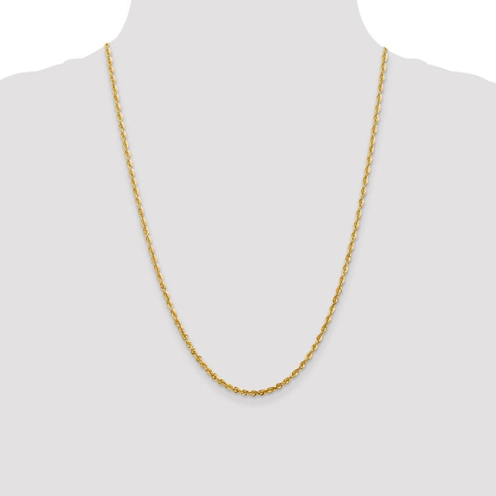 10K Yellow Gold 2.75mm Ultra D.C. Lightweight Rope Chain Size 24