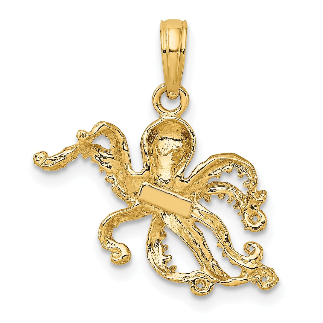 10K Yellow Gold 2-D and Textured Octopus Charm, Medium