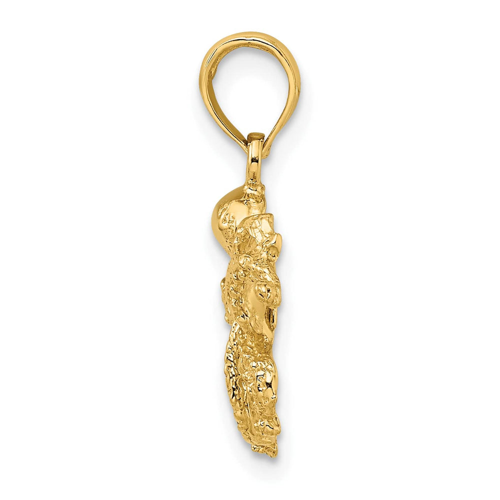 10K Yellow Gold 2-D and Textured Octopus Charm, Medium