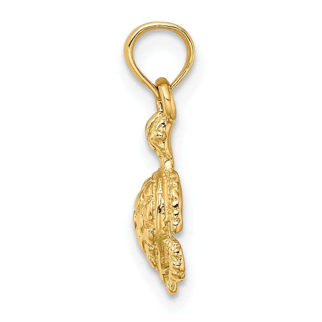 10K Yellow Gold 2-D and Textured Sea Turtle Charm