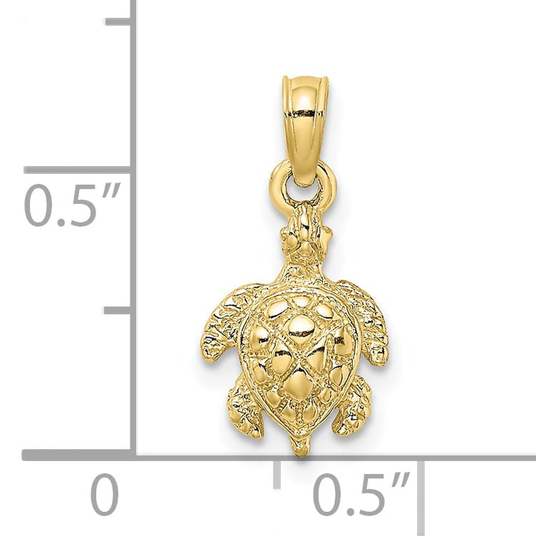 10K Yellow Gold 2-D and Textured Sea Turtle Charm