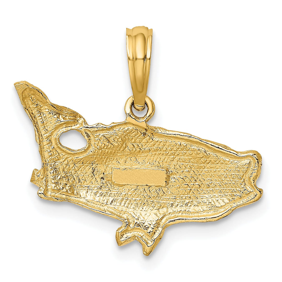 10K Yellow Gold 2-D Bass Fish with Tail Up Charm
