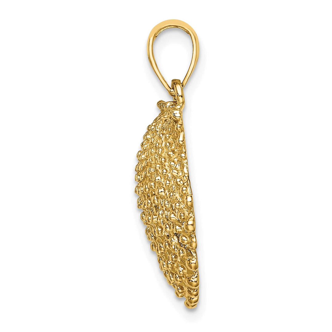 10K Yellow Gold 2-D Beaded Scallop Shell Charm, Large