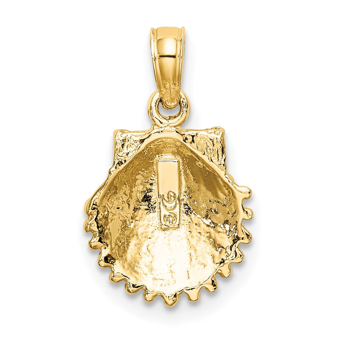 10K Yellow Gold 2-D Beaded Scallop Shell Charm, Small