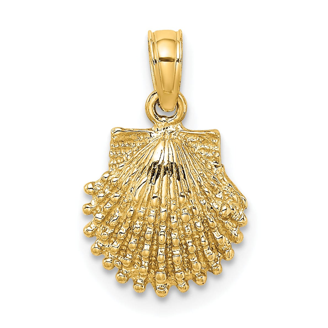 10K Yellow Gold 2-D Beaded Scallop Shell Charm, Small