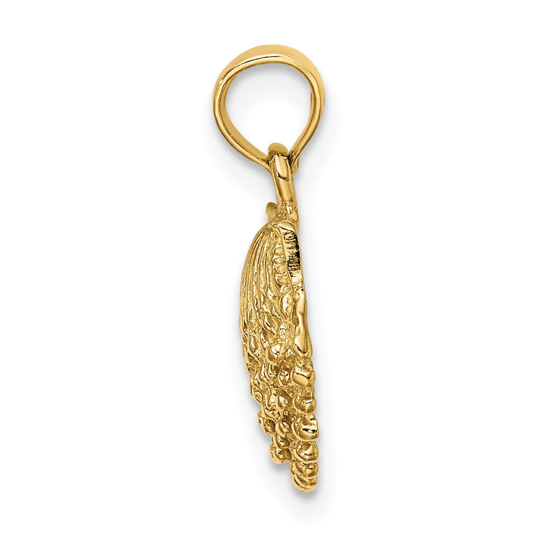 10K Yellow Gold 2-D Beaded Scallop Shell Charm, Small