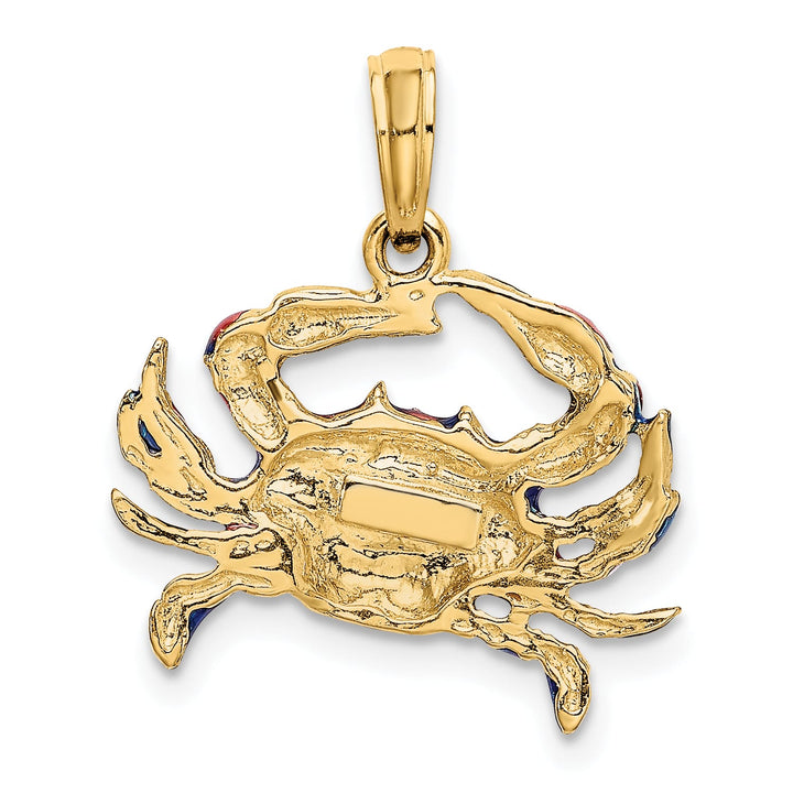 10K Yellow Gold 2-D Blue Enamel Crab Charm