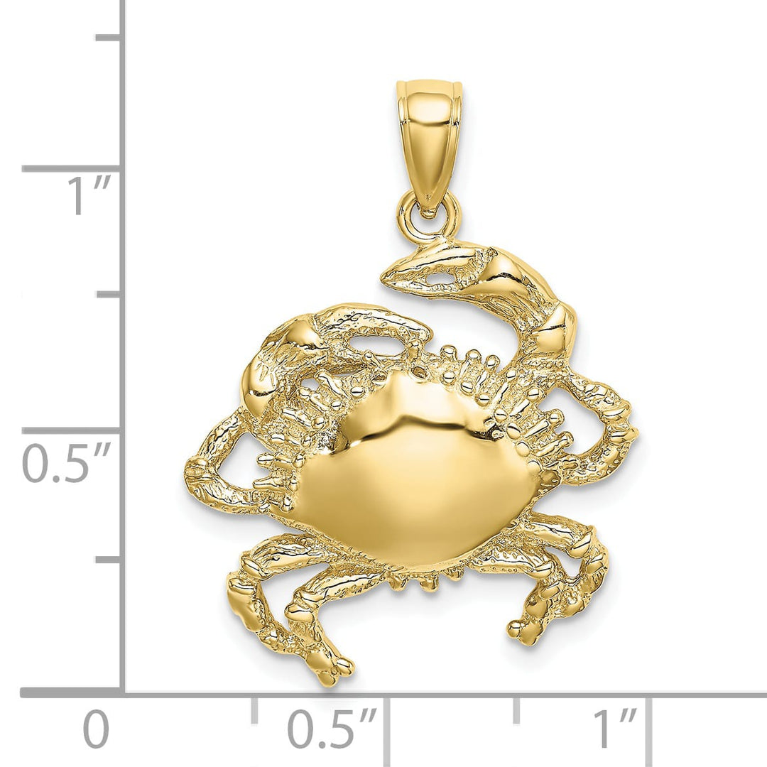 10K Yellow Gold 2-D Crab Charm, Large