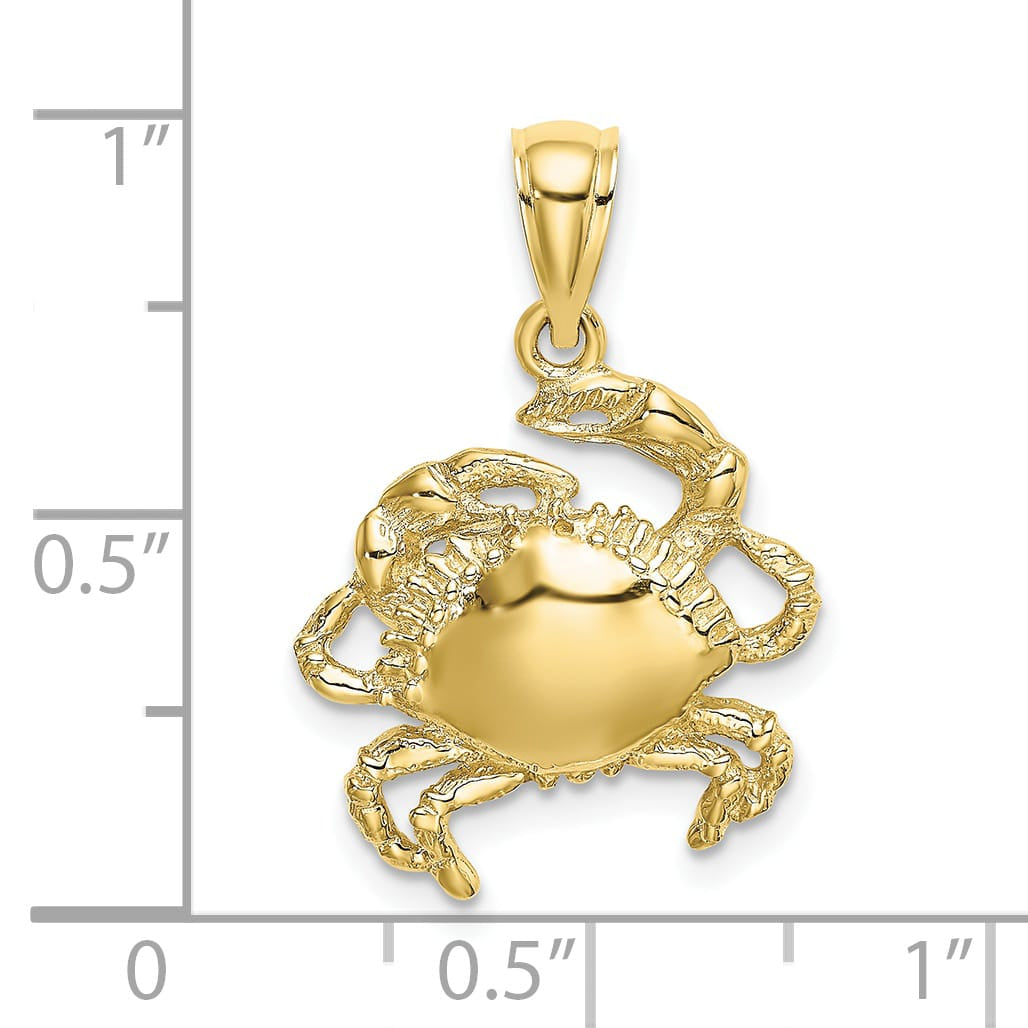 10K Yellow Gold 2-D Crab Charm, Small