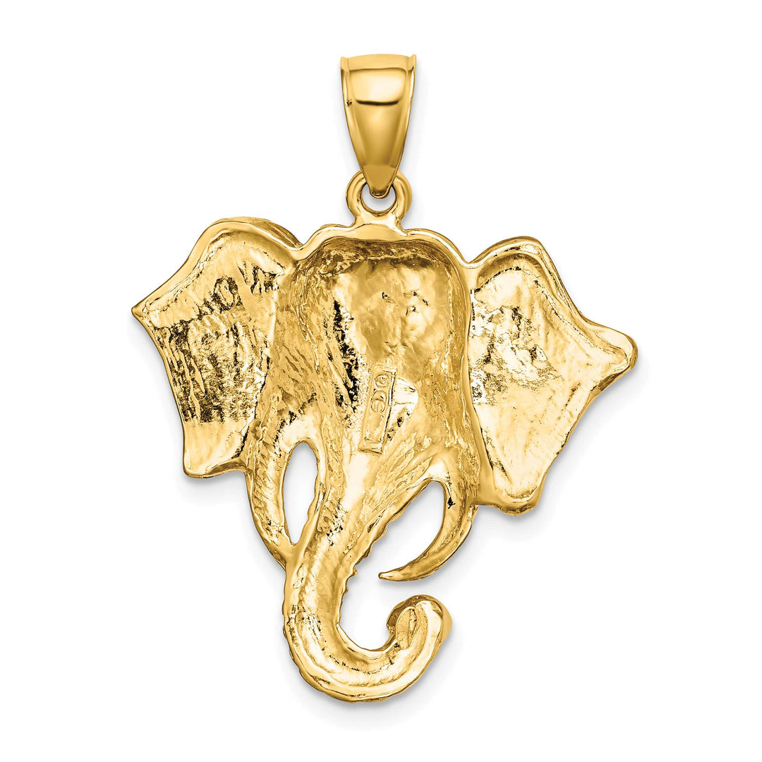 10K Yellow Gold 2-D Elephant Head with Twisted Trunk Charm