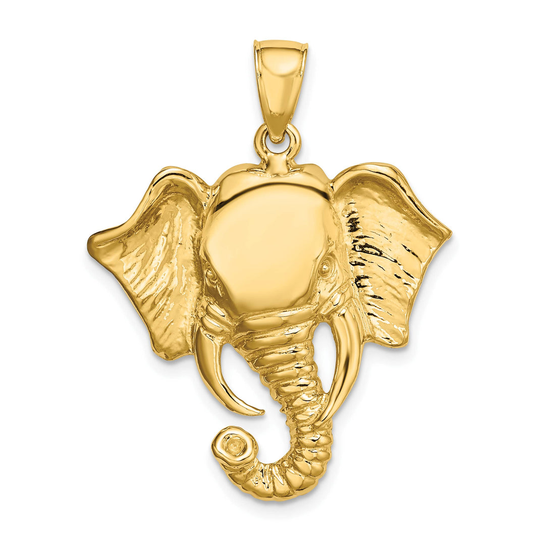 10K Yellow Gold 2-D Elephant Head with Twisted Trunk Charm