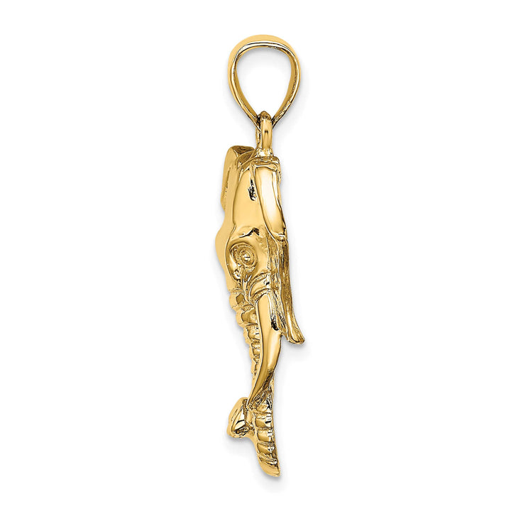 10K Yellow Gold 2-D Elephant Head with Twisted Trunk Charm