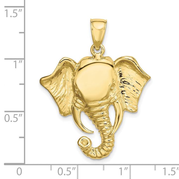 10K Yellow Gold 2-D Elephant Head with Twisted Trunk Charm