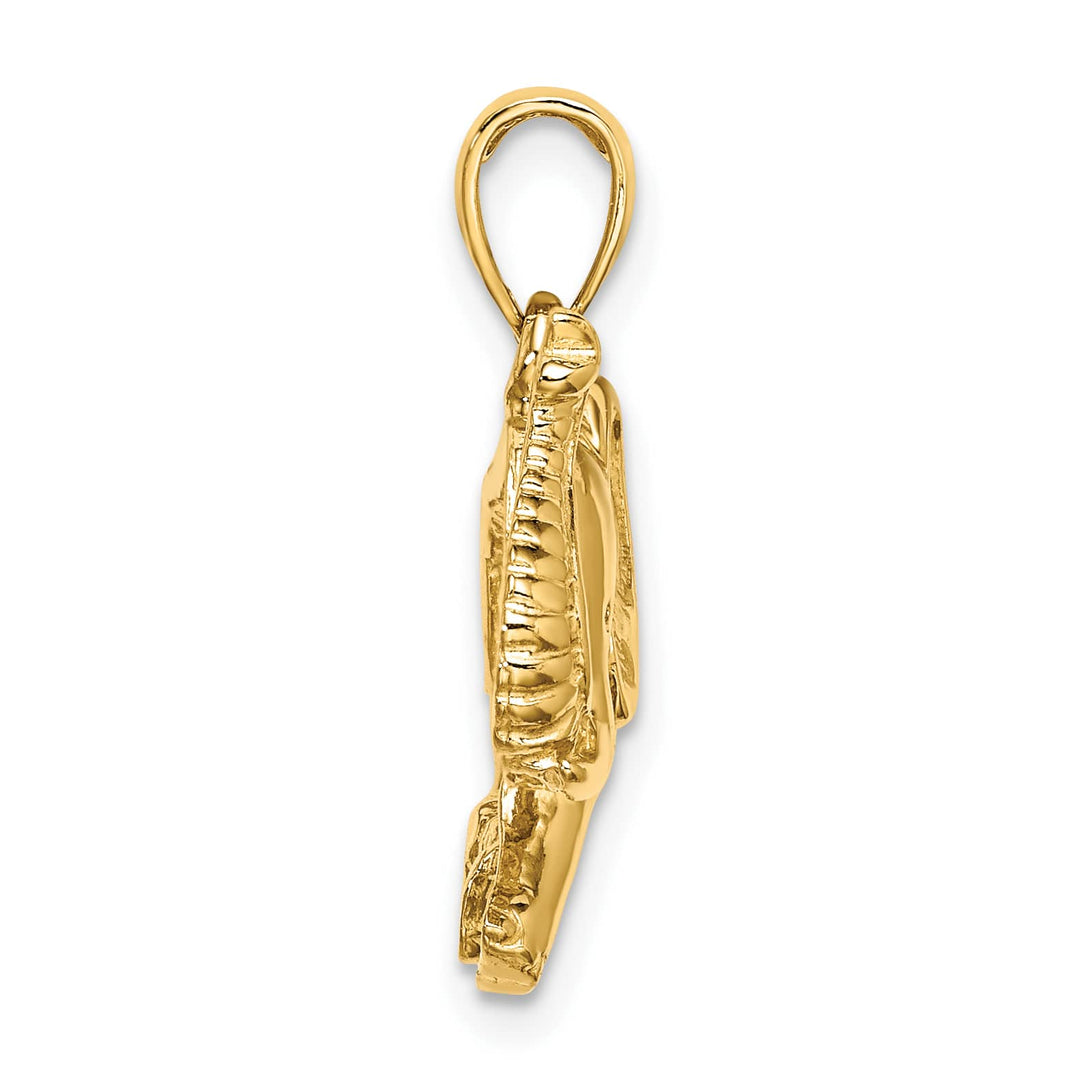 10K Yellow Gold 2-D Elephant Running with Raised Trunk Charm