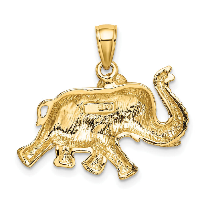 10K Yellow Gold 2-D Elephant Running with Raised Trunk Charm