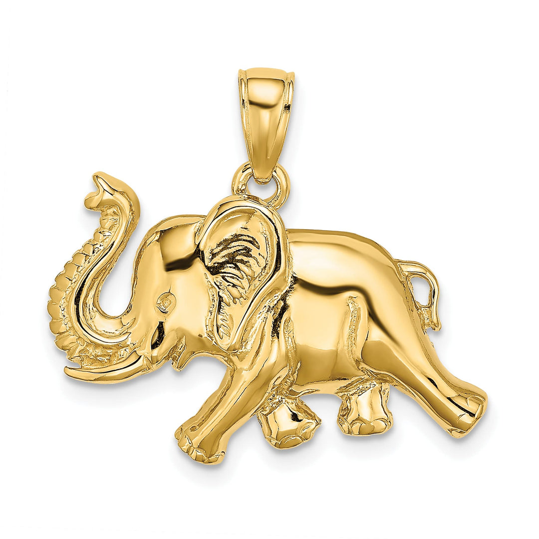 10K Yellow Gold 2-D Elephant Running with Raised Trunk Charm