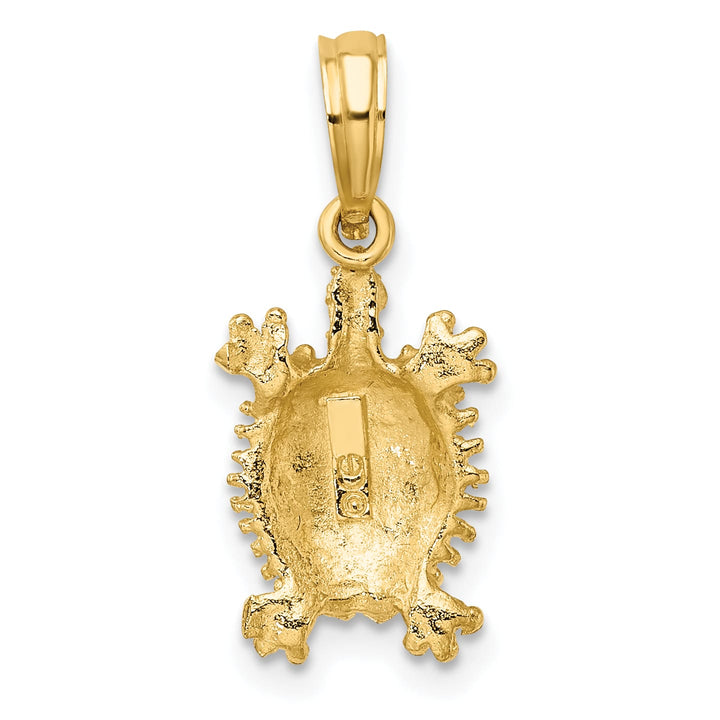 10K Yellow Gold 2-D Land Turtle Charm, Large