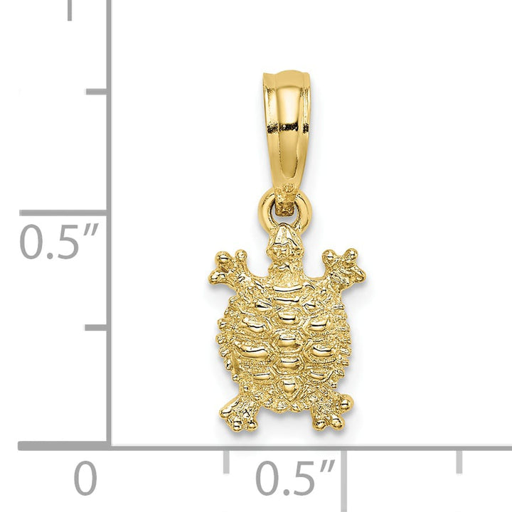 10K Yellow Gold 2-D Land Turtle Charm, Small