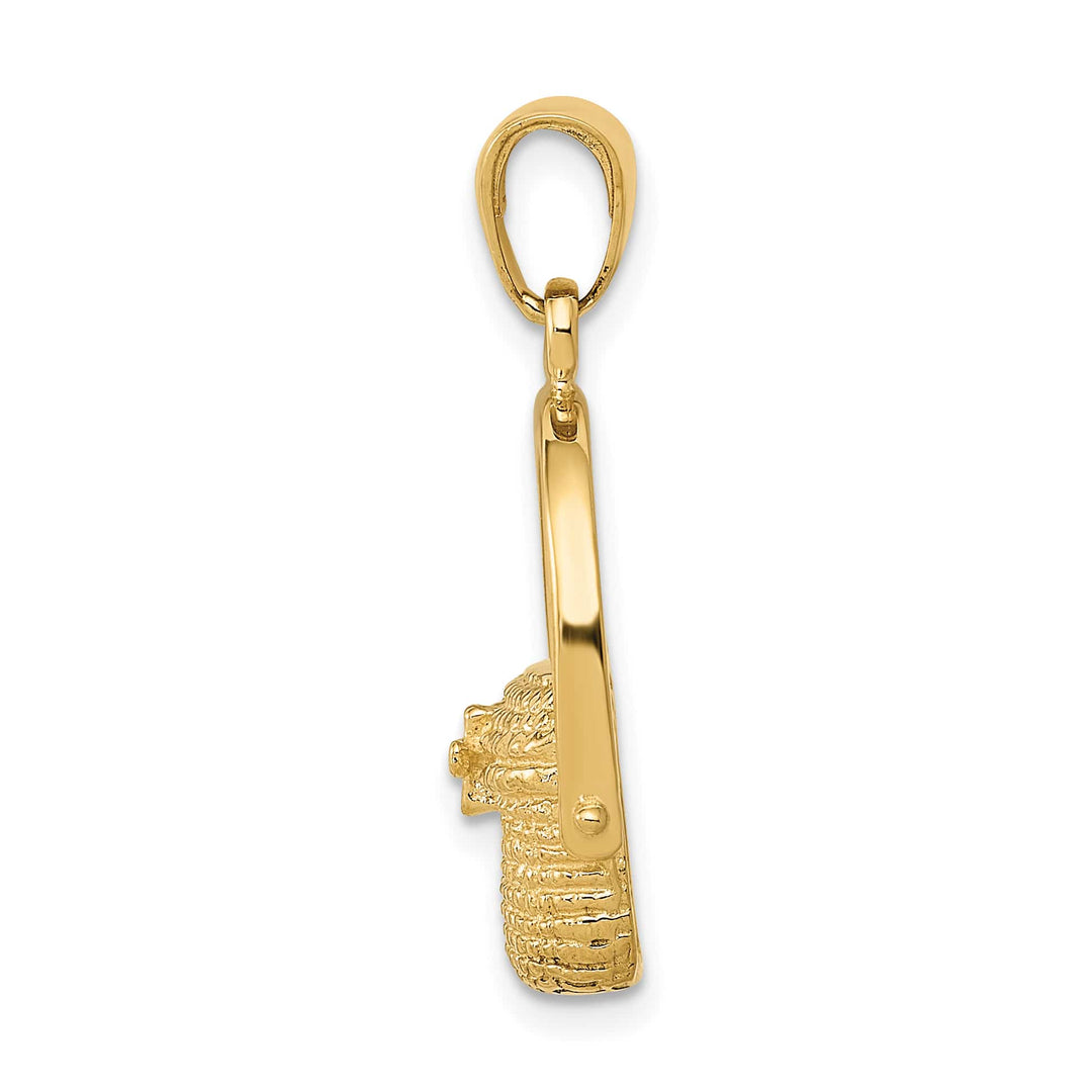 10K Yellow Gold 2-D Large Nantucket Basket Pendant