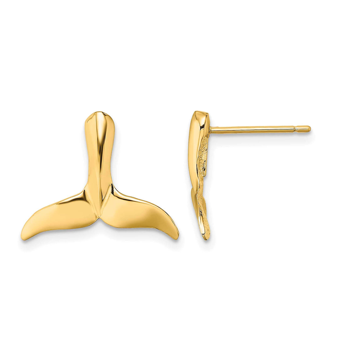 10k Yellow Gold 2-D Large Whale Tail Post Earrings