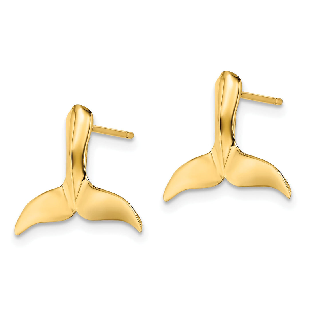 10k Yellow Gold 2-D Large Whale Tail Post Earrings