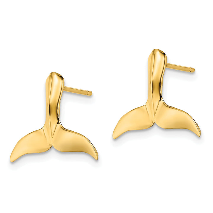 10k Yellow Gold 2-D Large Whale Tail Post Earrings