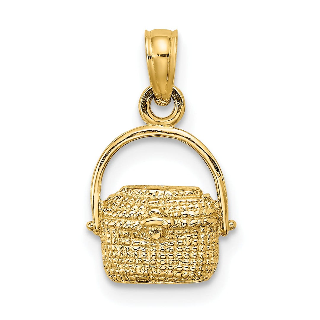 10K Yellow Gold 2-D Nantucket Basket Charm, Small