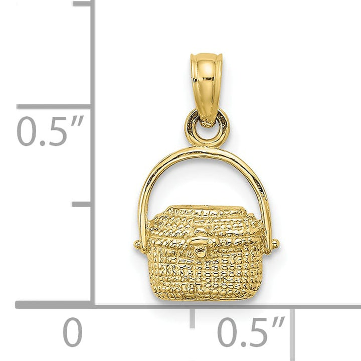 10K Yellow Gold 2-D Nantucket Basket Charm, Small