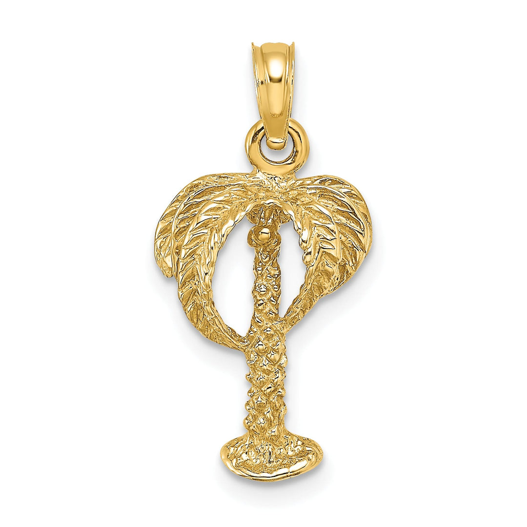10K Yellow Gold 2-D Palm Tree with Coconuts Charm