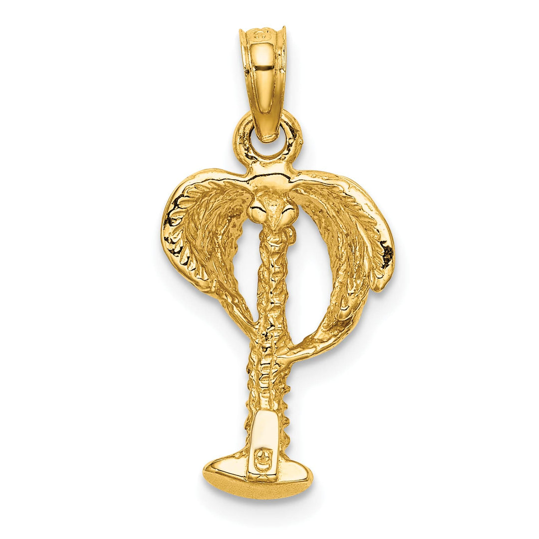 10K Yellow Gold 2-D Palm Tree with Coconuts Charm